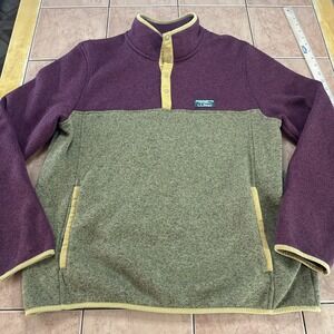 L.L. Bean Men Slightly Fitted Colorblock Pullover Sweatshirt Sz L Burgundy Olive